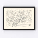 Vintage Map of Rutland, VT Business Section 1946