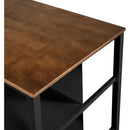 TOPMAX Solid Wood Rustic 45' Stationary Kitchen Island, Rubber Wood Butcher Block Dining Table Prep Table with 2 Open Shelves for Small Places,Walnut+Black