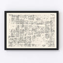 Vintage Map of Springfield, MA Business Section 1946