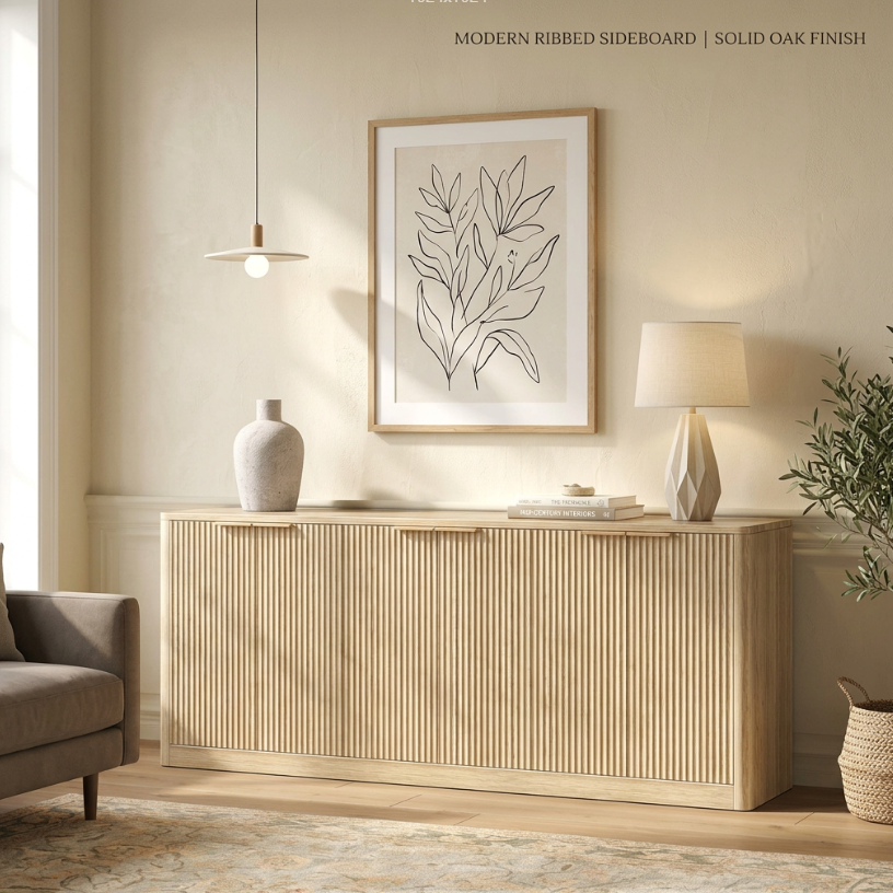 Natural Wood Sideboard Cabinet Farmhouse Buffet Cabinet
