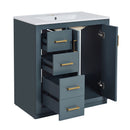 Ceramic Sink Combo, Freestanding Vanity Set With 3 Drawers & Soft Closing Doors by Unique Piece Furniture