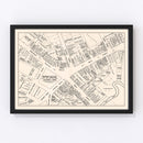 Vintage Map of Taunton, MA Business Section 1946