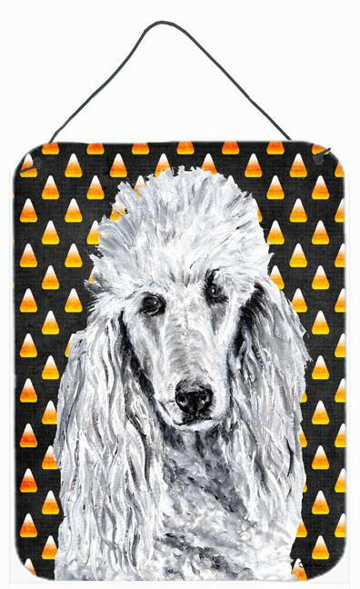 White Standard Poodle Candy Corn Halloween Wall or Door Hanging Prints SC9655DS1216