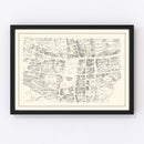 Vintage Map of Worcester, MA Business Section 1946