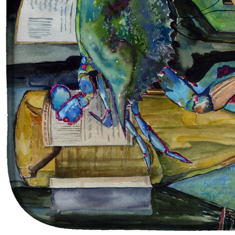 Blue Crabby Wine Bottles Dish Drying Mat – Absorbent, Artistic Kitchen Essentials 8917DDM