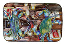 Blue Crabby New Orleans Beer Bottles Dish Drying Mat – Absorbent, Artistic Kitchen Essentials 8918DDM