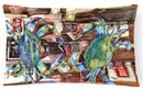 Blue Crabby New Orleans Beer Bottles   Canvas Fabric Decorative Pillow
