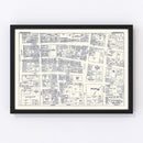 Vintage Map of Charleston, WV Business Section 1950