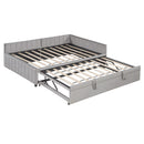 Full Size Upholstered L-Shaped Upholstered Daybed with Twin
Size Pop Up Trundle, Gray