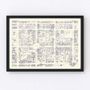 Vintage Map of Lancaster, PA Business Section 1950