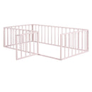 Metal Floor Bed Frame With Fence And Door by HouseOfZazla
