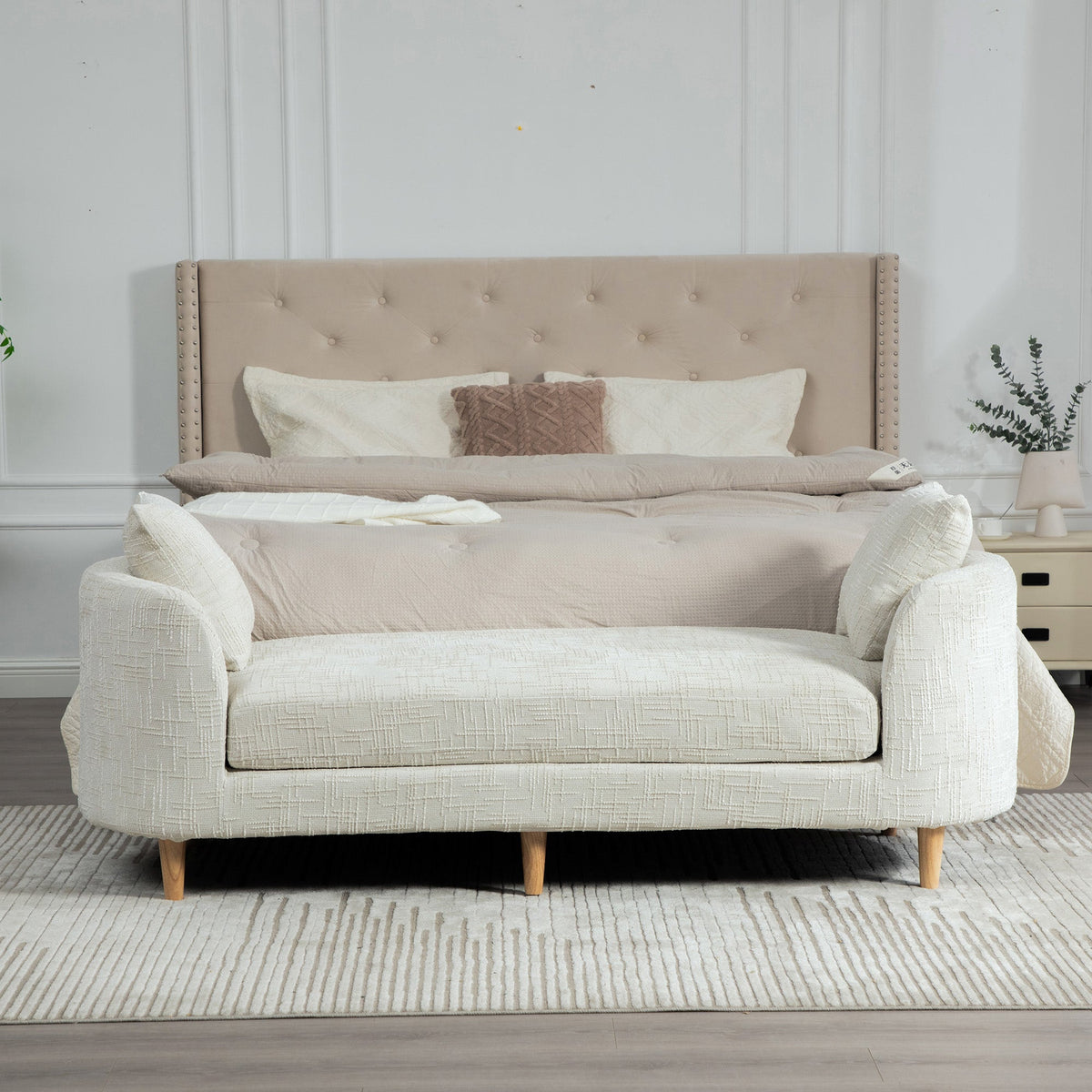 77.17" Wide Modern Upholstered End of Bed Bench, photo 4 of 10