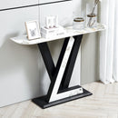 47.2"Modern Console Table, Exquisite shape design, Metal Frame with Adjustable foot pads for Entrance, Corridor, Living room & Office.(Black)