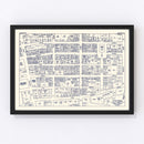 Vintage Map of Roanoke, VA Business Section 1950