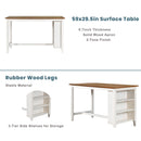 5 Pieces Counter Height Rustic Farmhouse Dining Room Wooden Bar Table Set with 4 Chairs, White