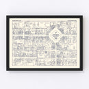 Vintage Map of Wilkes-Barre, PA Business Section 1950