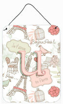 Letter U Love in Paris Pink Wall or Door Hanging Prints CJ2002-UDS1216