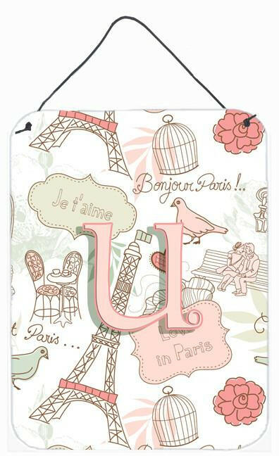 Letter U Love in Paris Pink Wall or Door Hanging Prints CJ2002-UDS1216