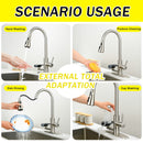3-in-1 Kitchen Faucet with LED Temperature Display, Press-Type Glass Rinser, Pull-Down Sprayer, 3 Spray Modes, Brushed Nickel Finish, Stainless Steel Construction by HouseOfZazla