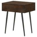 Gibson - Coffee 1 Drawer Rectangular Side Table With Angled Legs - Coffee by HouseOfZazla