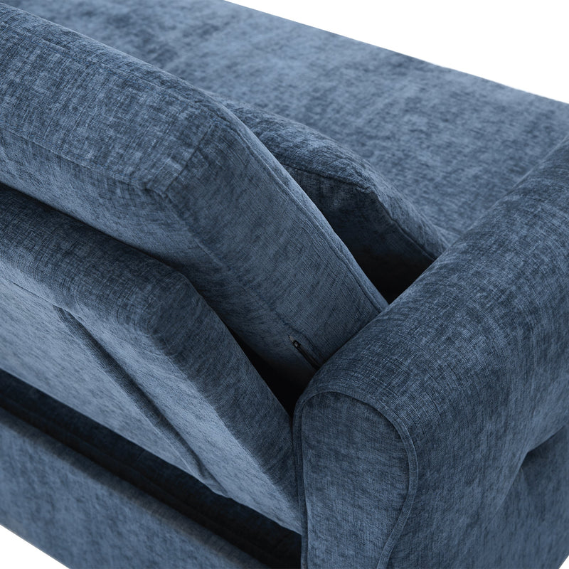 2-in-1 Sofa 82' Three-seater Sofa with Sofa Bed and Reversible Recliner, Blue Chenille