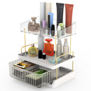 3 Tier Makeup Organizer for Vanity Large Capacity Skincare Shelf Bathroom Countertop Organizer with Drawer for Lipsticks Lotion Toner Perfumer Masks