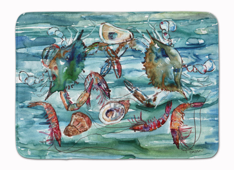 Crabs, Shrimp and Oysters in Water Machine Washable Memory Foam Mat 8944RUG