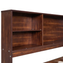 Full Size Captain Bed With Built In Storage Shelves, 4 Drawers And 2 Cabinets - Antique Brown by HouseOfZazla