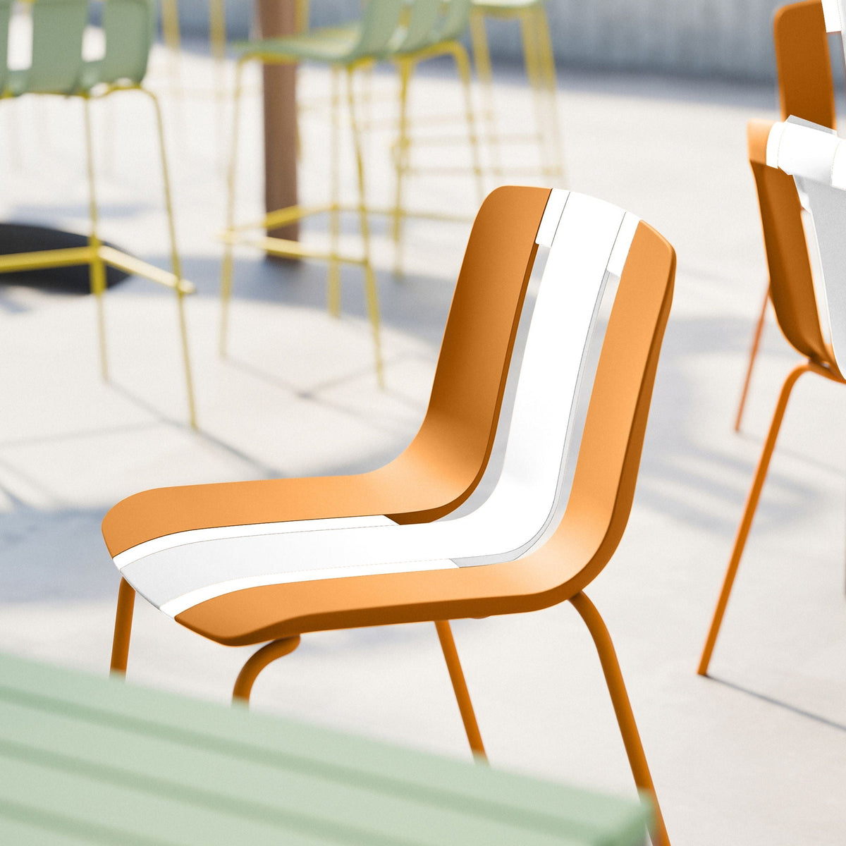 Modern Striped Blocking Single Chairs Set of 4, photo 5 of 8