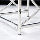 3 Pieces Silver Square Nesting Glass End Tables- Small Coffee Table Set- Stainless Steel Small Coffee Tables with Dark Gray Tempered Glass- 18" Modern Minimalist Side Table for Living Room (Curve)