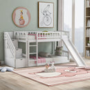 Twin Over Twin Stairway Bunk Bed With Two Drawers And Slide