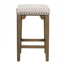 3-Piece Retro Dining Set Solid Wood Counter Height Pub Set Foldable Table with 2 Saddle Stools for Kitchen, Small Space (Distressed Brown)