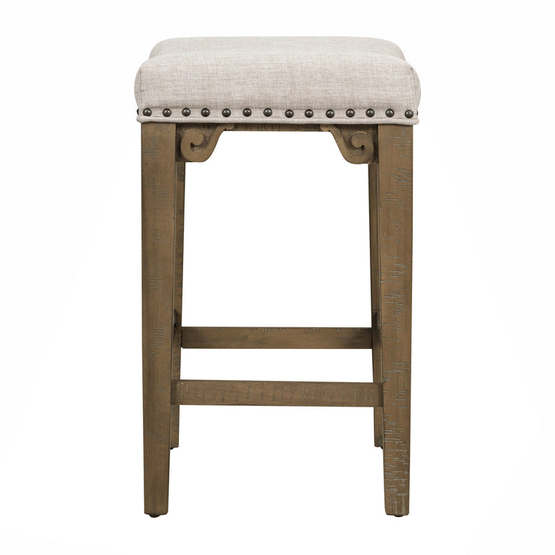 3-Piece Retro Dining Set Solid Wood Counter Height Pub Set Foldable Table with 2 Saddle Stools for Kitchen, Small Space (Distressed Brown)