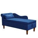 Chaise Lounge Indoor, Lounge Chair For Bedroom With Storage & Pillow, Modern Upholstered Rolled Arm Chase Lounge For Sleeping With Nailhead Trim For Living Room Bedroom Office by Unique Piece Furniture