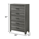 Denver - 5 Drawer Chest - Gray