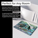 Watery Teal and Purple Crabs Memory Foam Kitchen Mat Machine Washable Anti-Fatigue Cushion Comfort Bath or Kitchen Rug