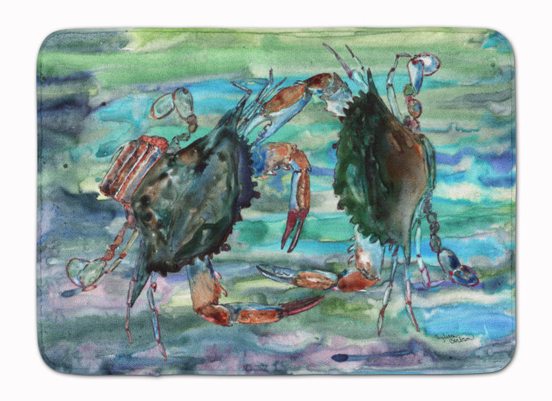 Watery Teal and Purple Crabs Machine Washable Memory Foam Mat 8954RUG