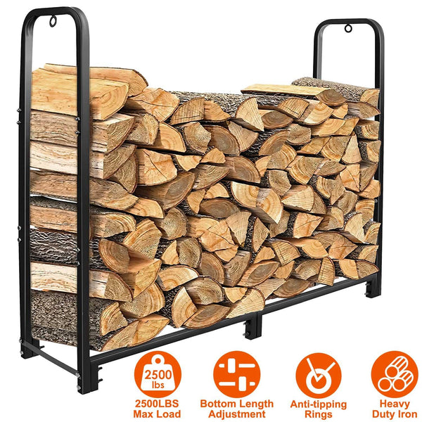 Firewood Log Rack 2500LBS Iron Wood Lumber Storage Stacking Rack 4.03ft Heavy Duty Pile Lumber Storage Holder for Fireplace Firepit, photo 2 of 8