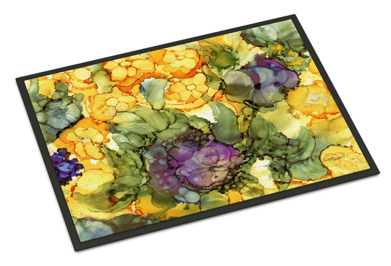 Abstract Flowers Purple and Yellow Indoor or Outdoor Mat 18x27 8958MAT