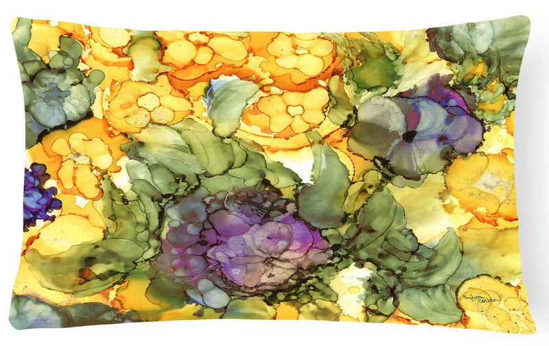 Abstract Flowers Purple and Yellow Fabric Decorative Pillow 8958PW1216