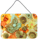 Abstract Flowers Teal and orange Wall or Door Hanging Prints 8959DS812