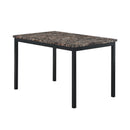 Furniture 5 Piece Metal Dinette Set with Faux Marble Top - Black