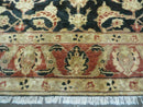 8' X 9' Handmade Pakistan Wool Cotton Rug Peshawar Black Floral Nice