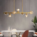 GobekUsa Diamond Crystal Brass Pendant with 7 Lights - Linear Restaurant Island Lamp
