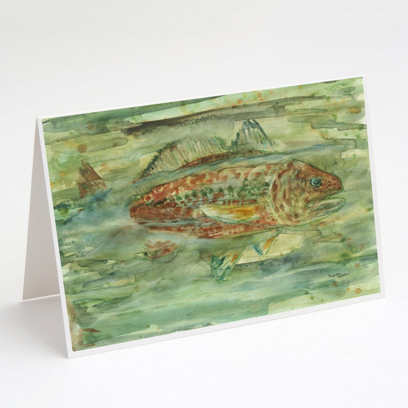 Abstract Red Fish Greeting Cards and Envelopes Pack of 8