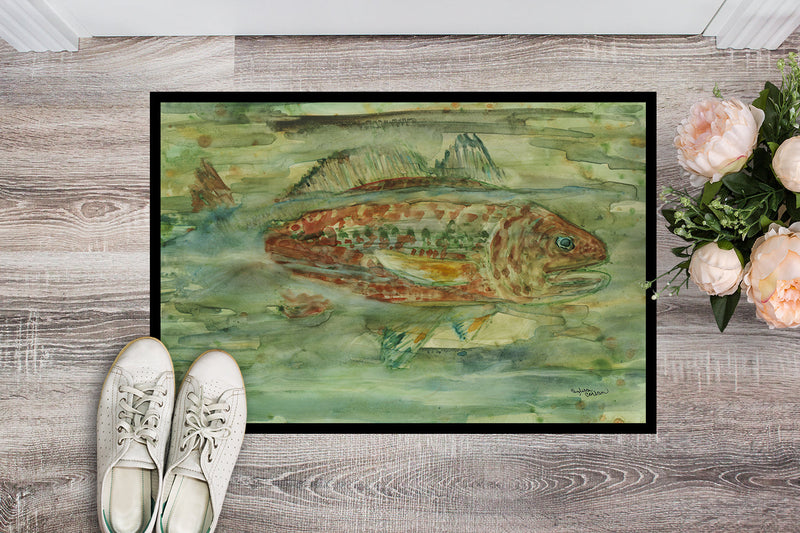 Abstract Red Fish Doormat - 24x36 Decorative Floor Mat – Indoor/Outdoor Rug