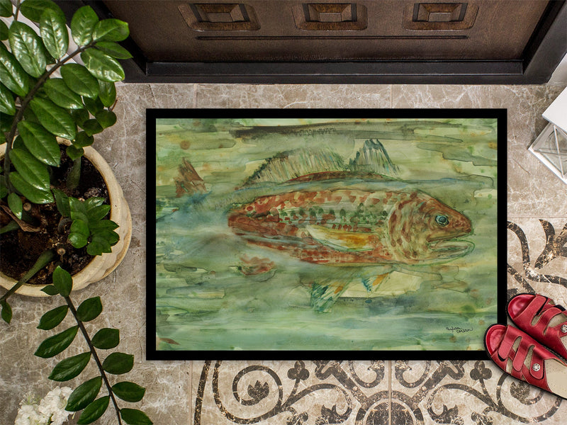 Abstract Red Fish Doormat - 24x36 Decorative Floor Mat – Indoor/Outdoor Rug