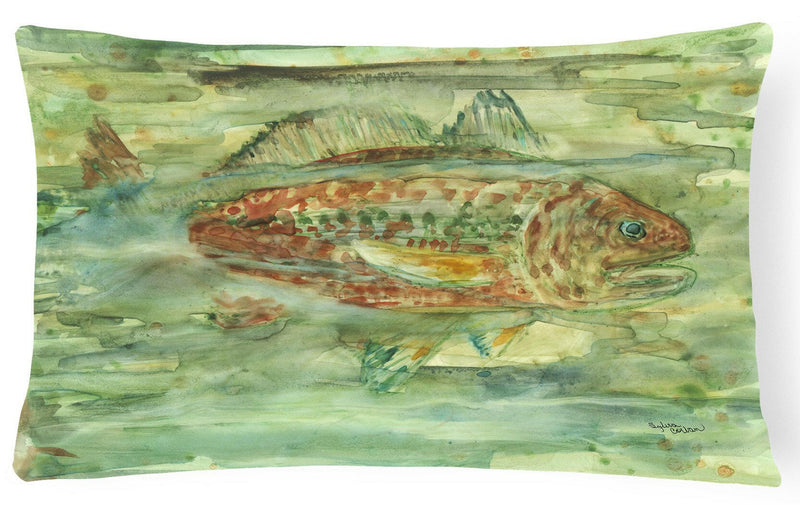 Abstract Red Fish Fabric Decorative Pillow 8960PW1216