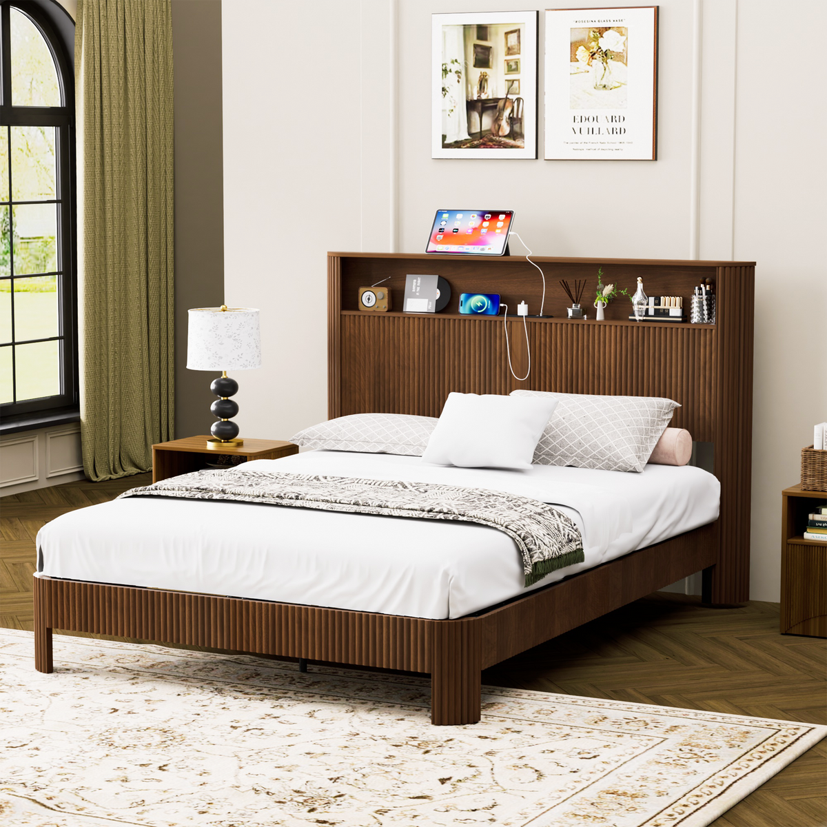 Queen Size Bed Frame With Storage Headboard, photo 2 of 10