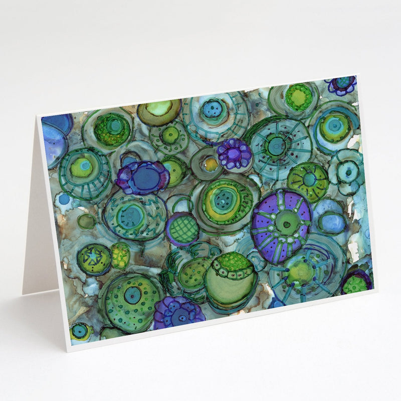 Abstract in Blues and Greens Greeting Cards and Envelopes Pack of 8